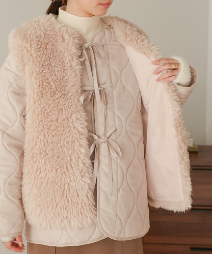 fur set quilted coat