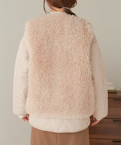 fur set quilted coat