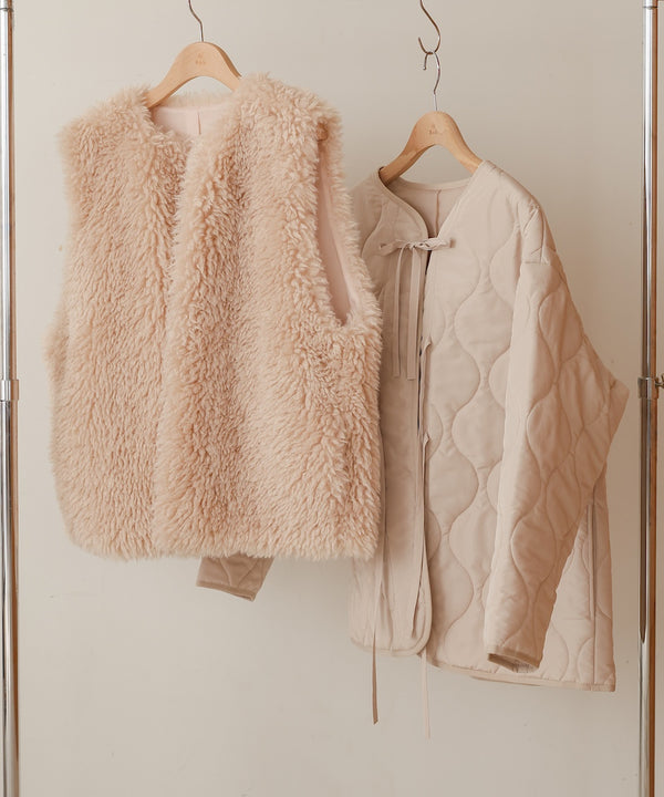 fur set quilted coat