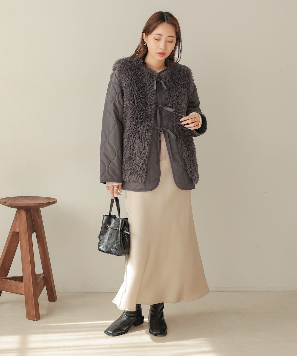 fur set quilted coat