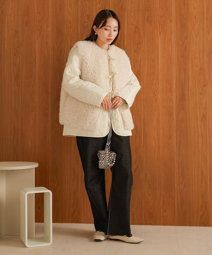 fur set quilted coat