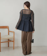 denim ruffle cami tops
