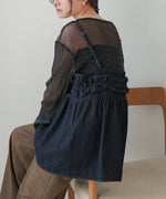 denim ruffle cami tops
