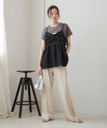 denim ruffle cami tops