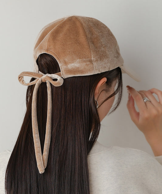 velour back ribbon cap