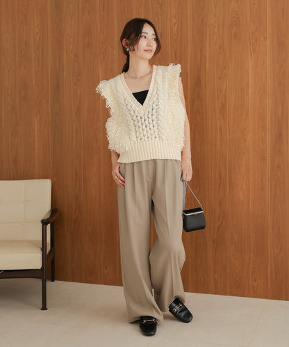 fringe bulky knit vest