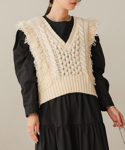 fringe bulky knit vest