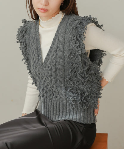 fringe bulky knit vest