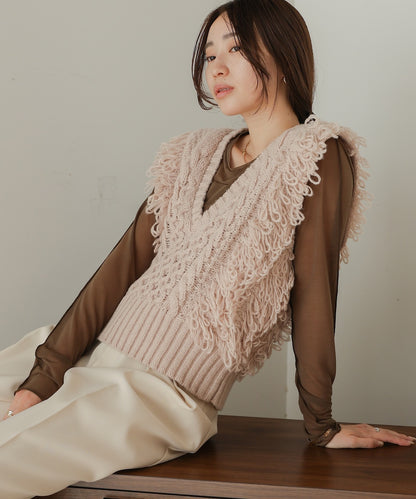 fringe bulky knit vest