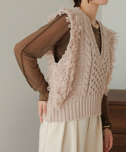 fringe bulky knit vest