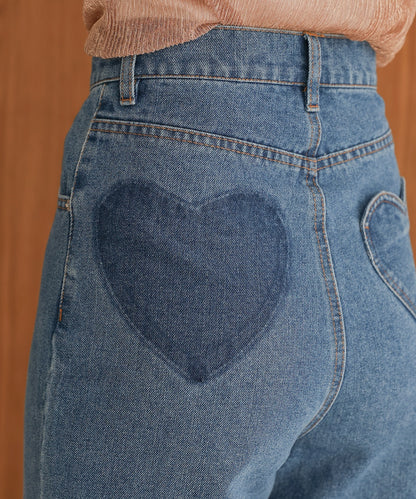 12oz heart pocket wide straight denim