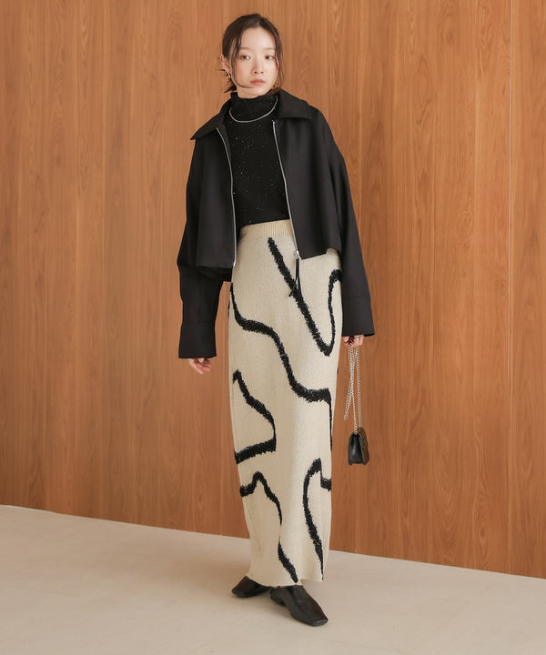 line jacquard knit skirt