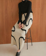 line jacquard knit skirt