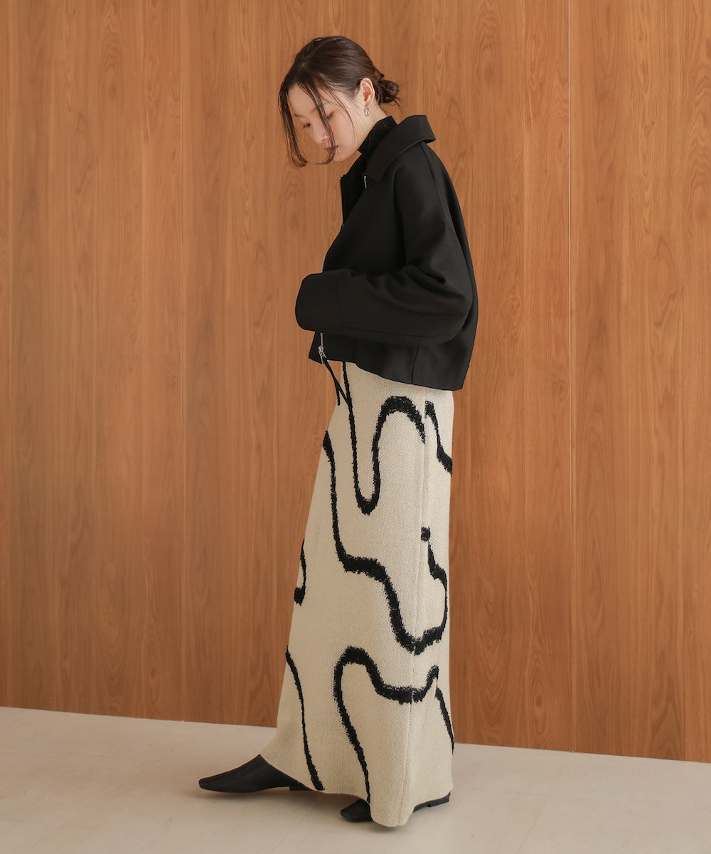 line jacquard knit skirt