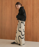 line jacquard knit skirt