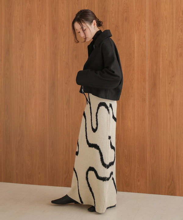line jacquard knit skirt