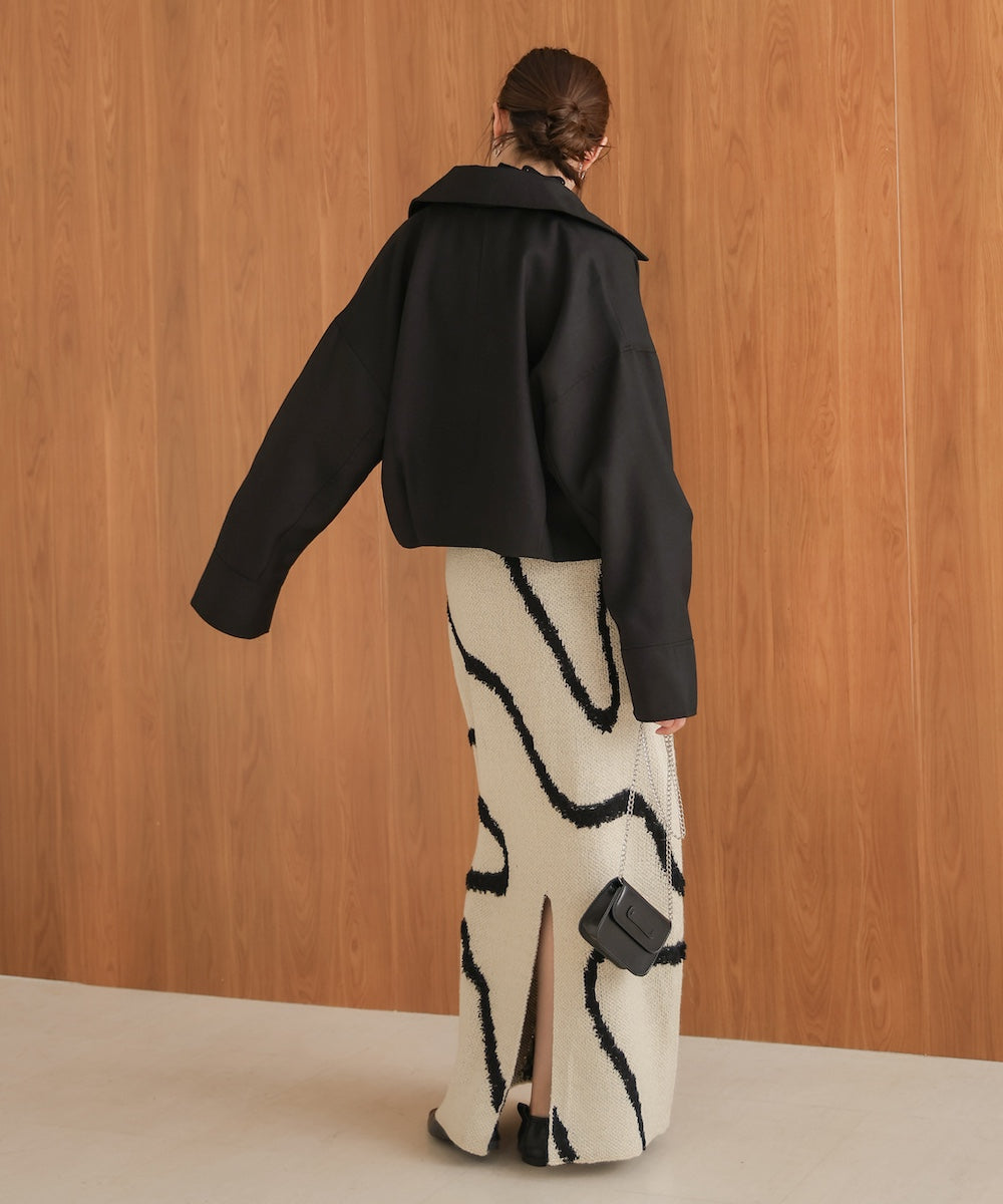 line jacquard knit skirt