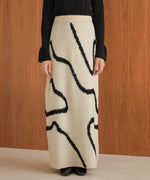 line jacquard knit skirt
