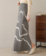 line jacquard knit skirt