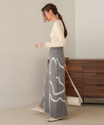 line jacquard knit skirt