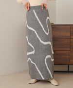 line jacquard knit skirt