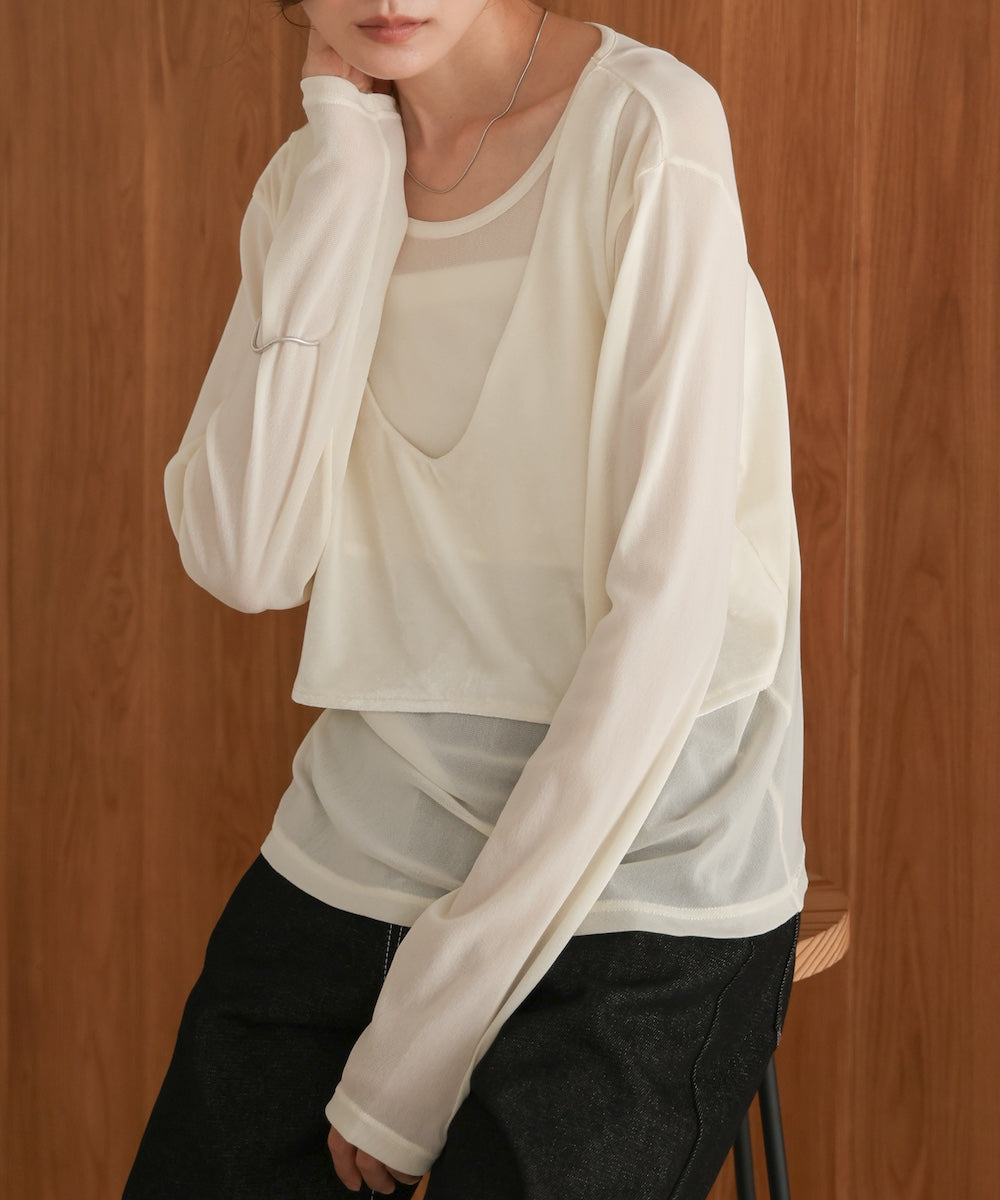 velour docking sheer long T-shirt