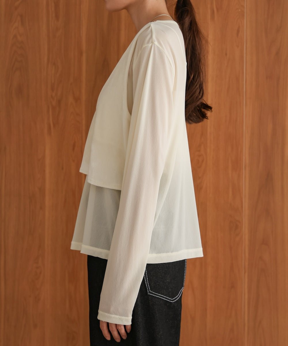 velour docking sheer long T-shirt