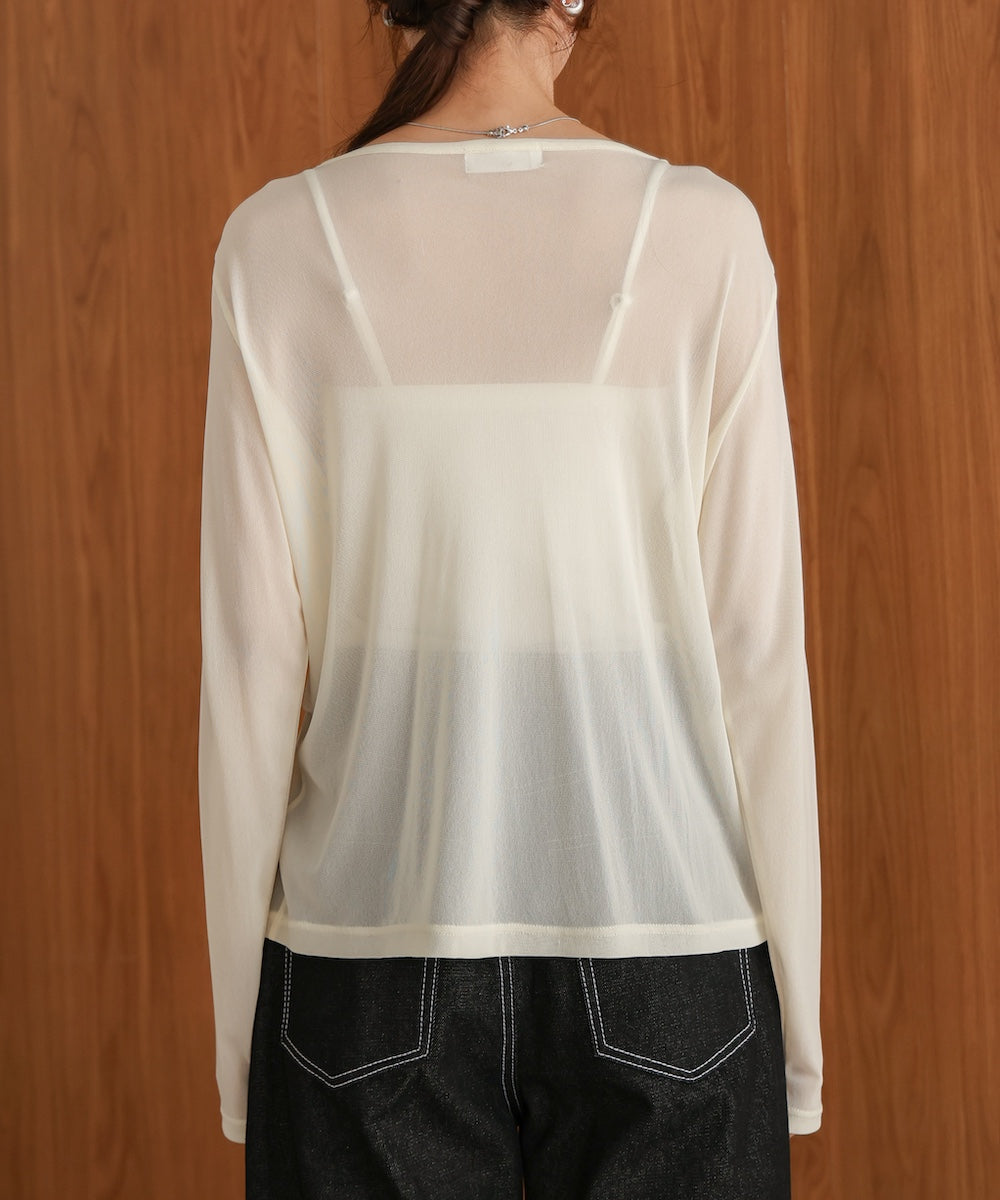 velour docking sheer long T-shirt