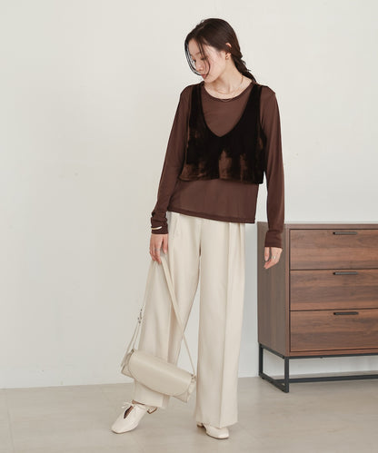 velour docking sheer long T-shirt