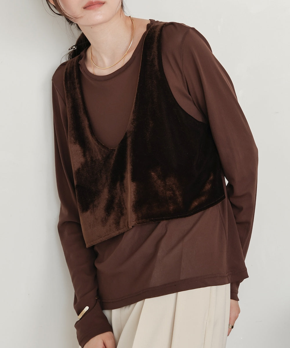 velour docking sheer long T-shirt