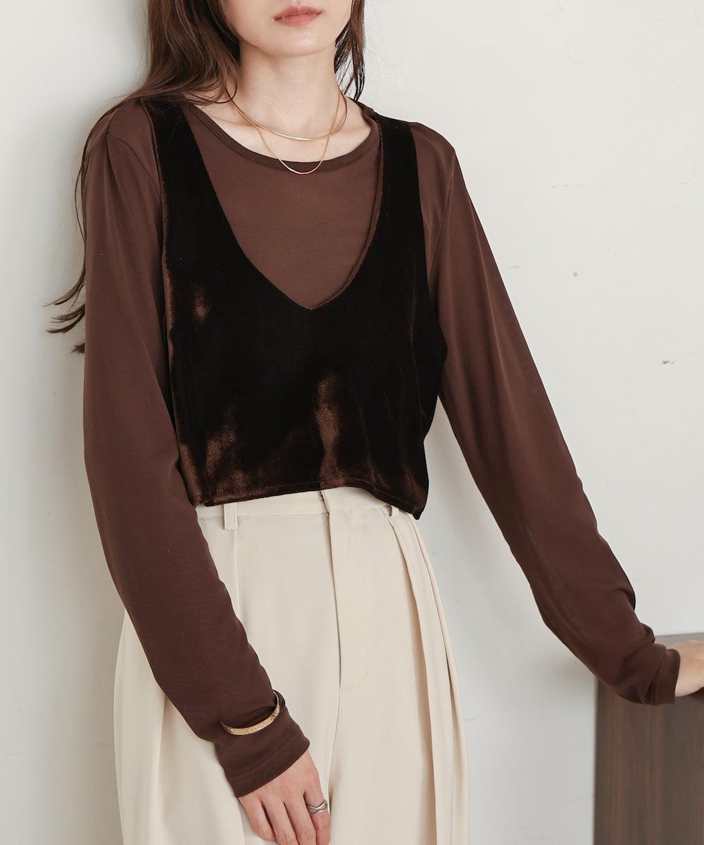 velour docking sheer long T-shirt