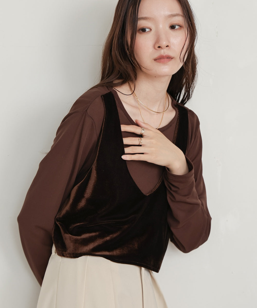 velour docking sheer long T-shirt