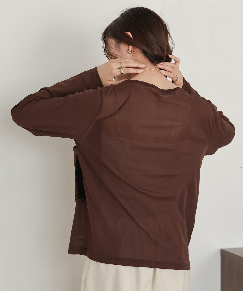 velour docking sheer long T-shirt