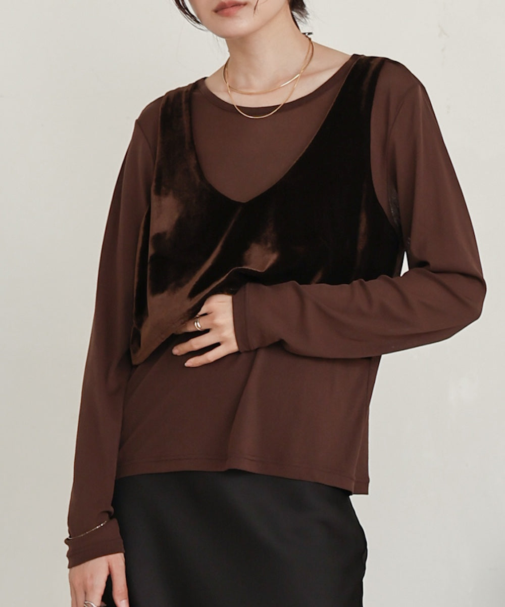 velour docking sheer long T-shirt