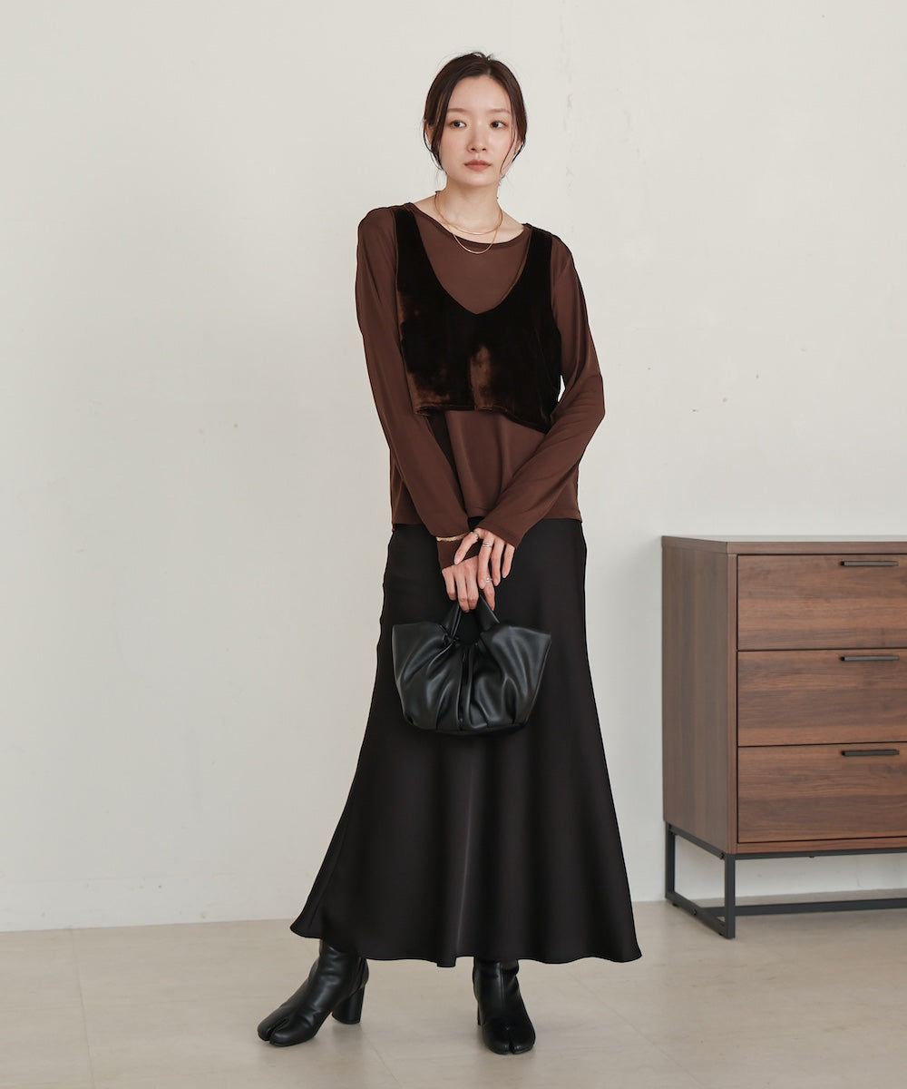 velour docking sheer long T-shirt