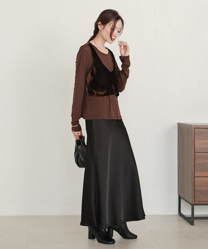 velour docking sheer long T-shirt