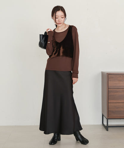 velour docking sheer long T-shirt