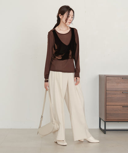 velour docking sheer long T-shirt