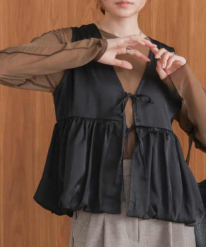 [TIMESALE]satin peplum balloon vest