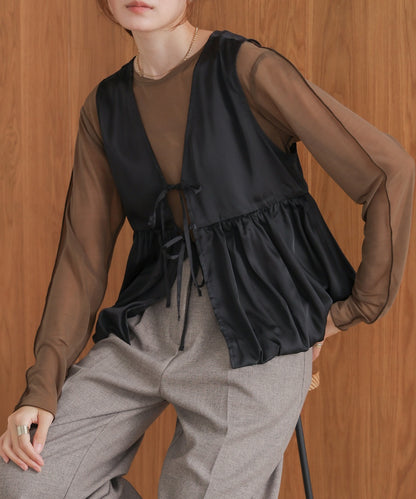 [TIMESALE]satin peplum balloon vest