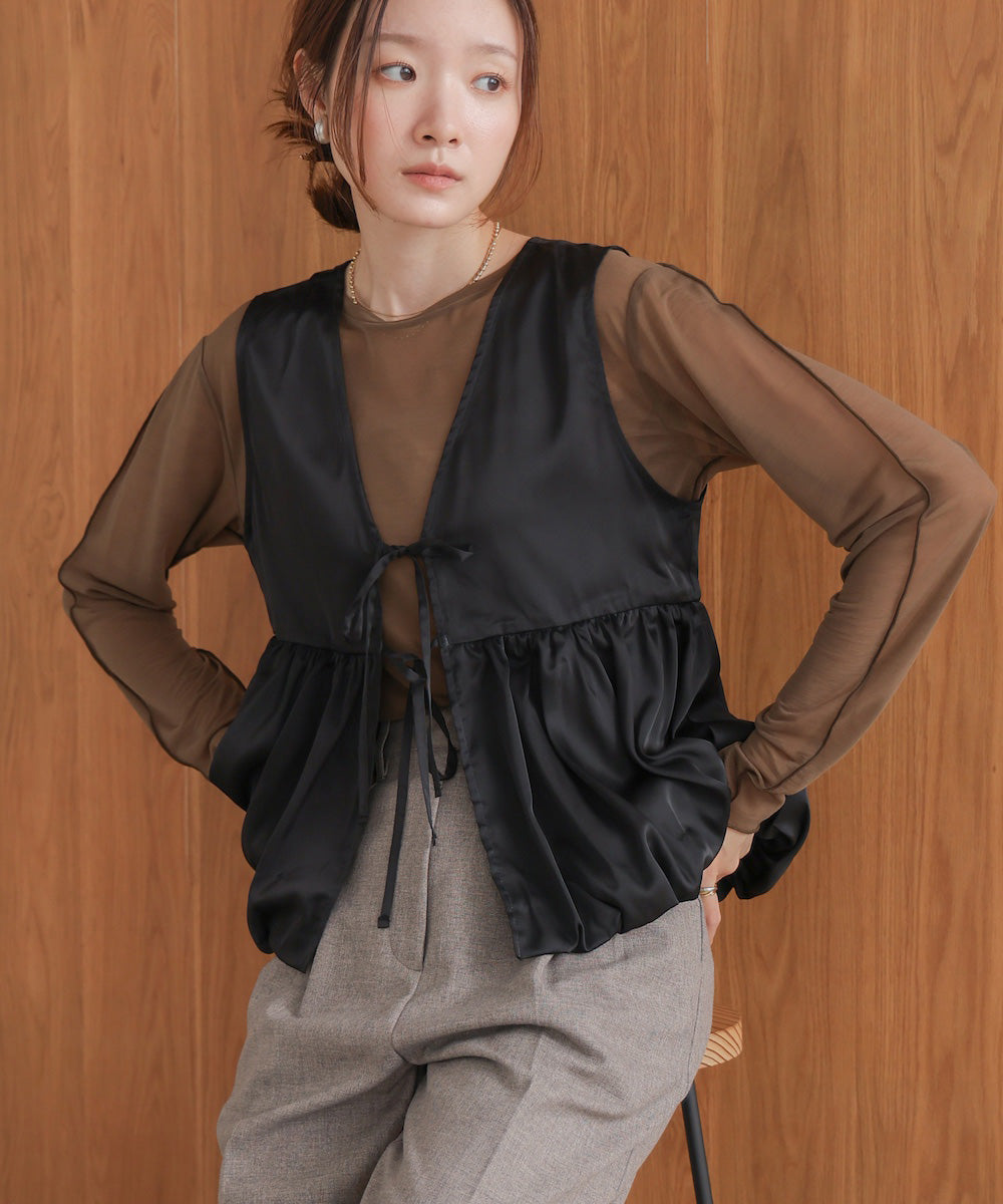 [TIMESALE]satin peplum balloon vest