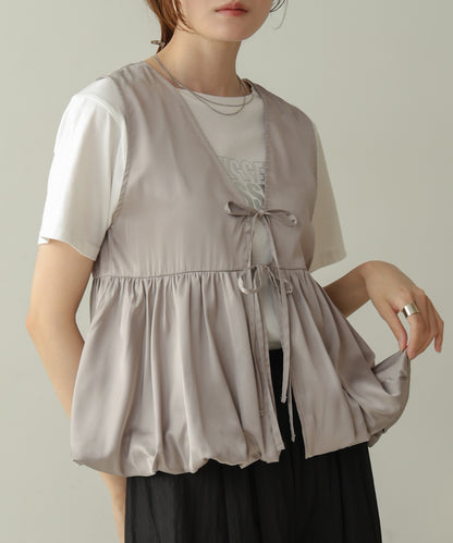 [TIMESALE]satin peplum balloon vest