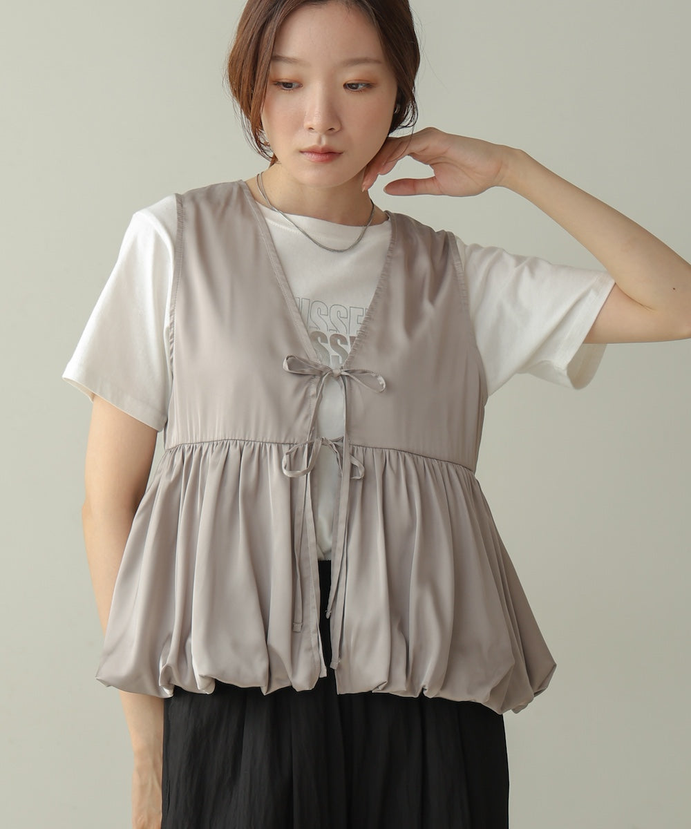 [TIMESALE]satin peplum balloon vest