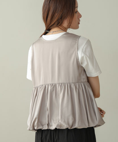 [TIMESALE]satin peplum balloon vest