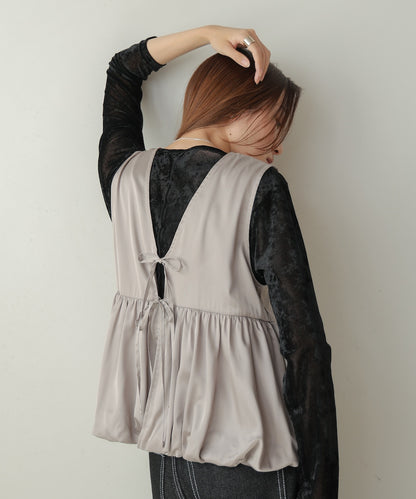 [TIMESALE]satin peplum balloon vest