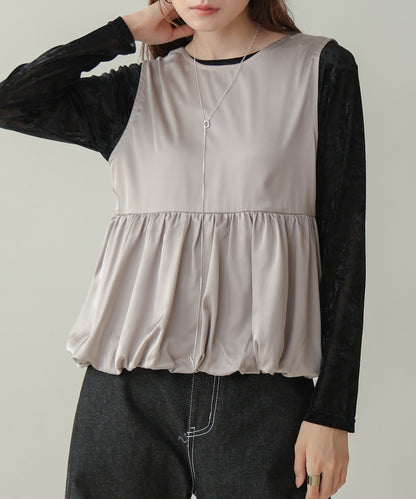 [TIMESALE]satin peplum balloon vest