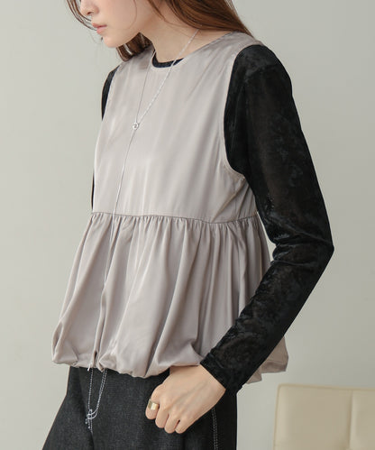 [TIMESALE]satin peplum balloon vest