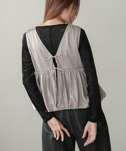 [TIMESALE]satin peplum balloon vest