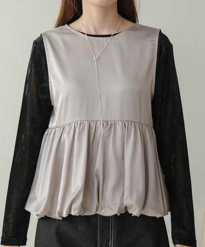 [TIMESALE]satin peplum balloon vest