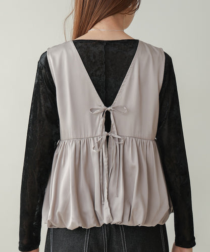 [TIMESALE]satin peplum balloon vest